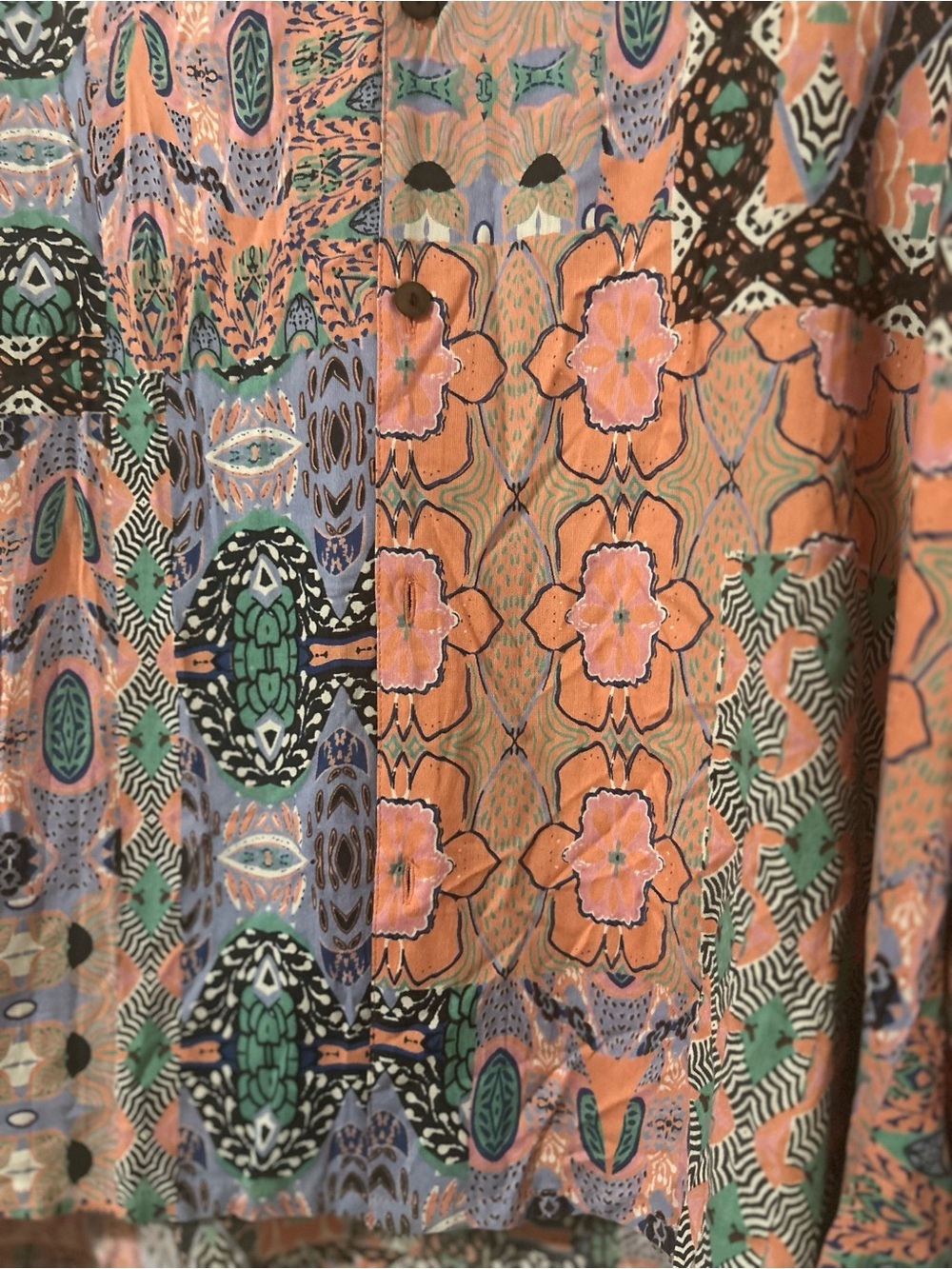 Raga Man Men’s 2XL Abstract Patchwork Button-Up Shirt NWT Boho Retro - Picture 6 of 7